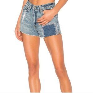 GRLFRND Distressed Patched Denim Cindy Cut-Off Button Fly Jean Shorts Women's 27